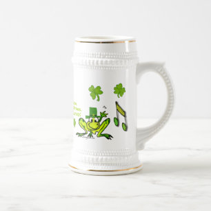 Irish Prince Cute Cartoon Frog Shamrock Stein
