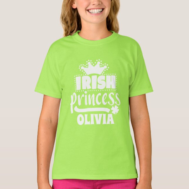 Irish Princess Crown Personalized Name T-Shirt (Front)