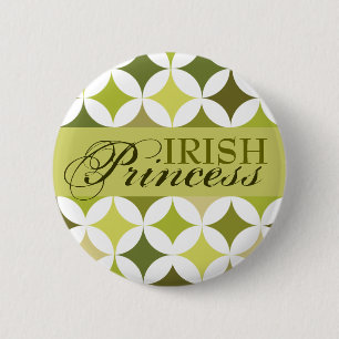 Irish Princess Green Diamonds & Circles 2 Inch Round Button