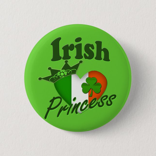 Irish Princess Heritage Heart 2 Inch Round Button (Front)