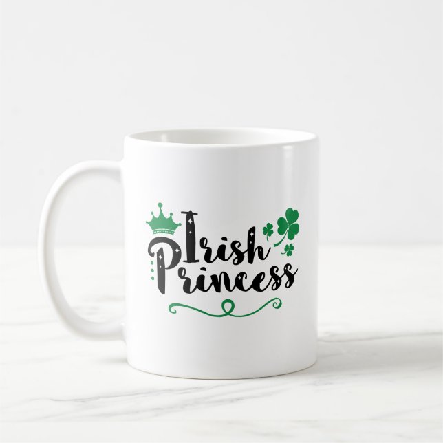 Irish Princess Women St Patrick's Day Script Coffee Mug (Left)