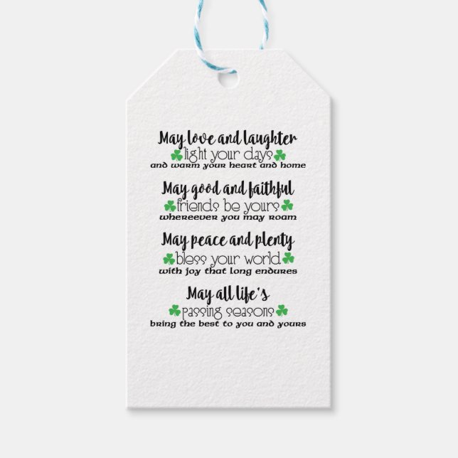 Irish Proverb Blessing Gift Tags (Front)