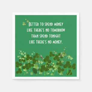 Irish Proverb On Green With Shamrocks Napkin