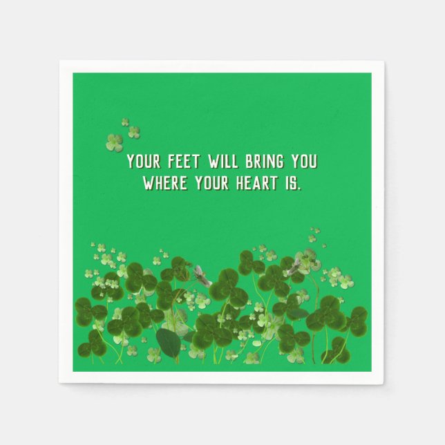 Irish proverb with shamrocks napkin (Front)