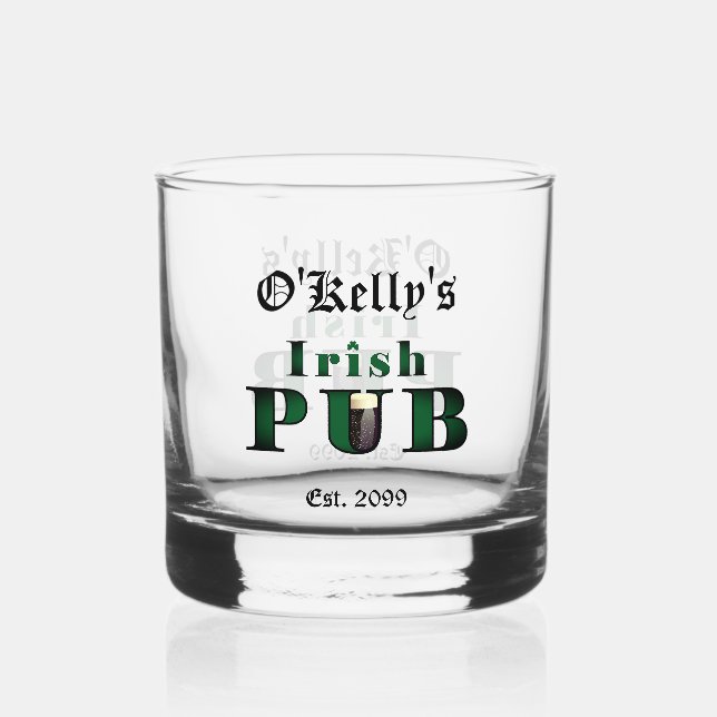 Irish Pub Bar Whiskey Rocks Glass Drinkware (Front)