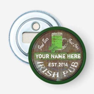 Irish pub beer barrel bottle opener