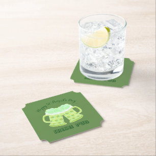 Irish pub coasters with green beers