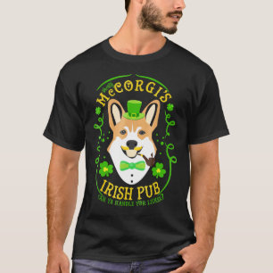 Irish Pub Corgi Short St Patricks Day Tee