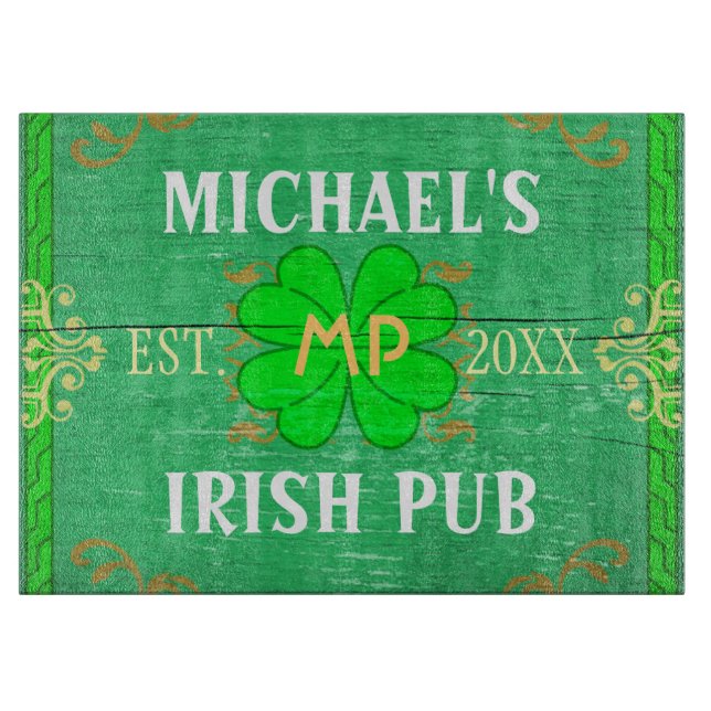 Irish Pub Create Your Own Home Bar Personalized Cutting Board (Front)