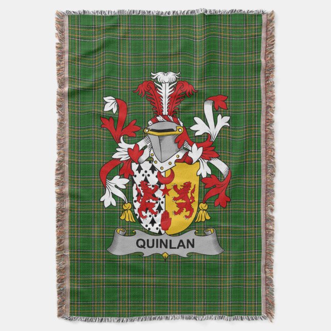  Irish Quinlan or O_Quinlevan Coat of Arms Family  Throw Blanket (Front Vertical)
