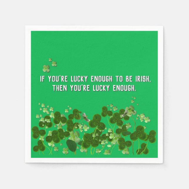 Irish quote with shamrocks napkin (Front)