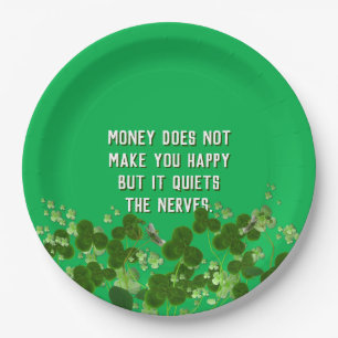 Irish quote with shamrocks paper plate
