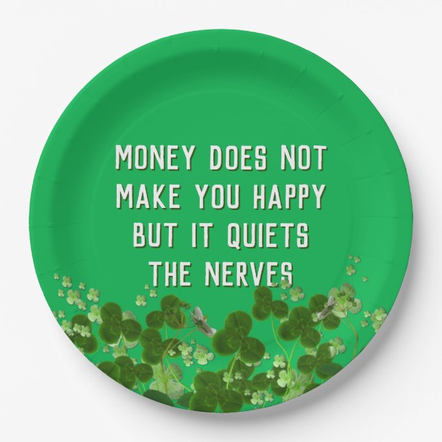 Irish Quote With Shamrocks Paper Plate (Front)