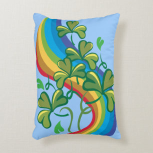 Irish Rainbow and Shamrocks Decorative Pillow