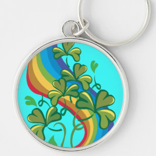 Irish Rainbow and Shamrocks Keychain