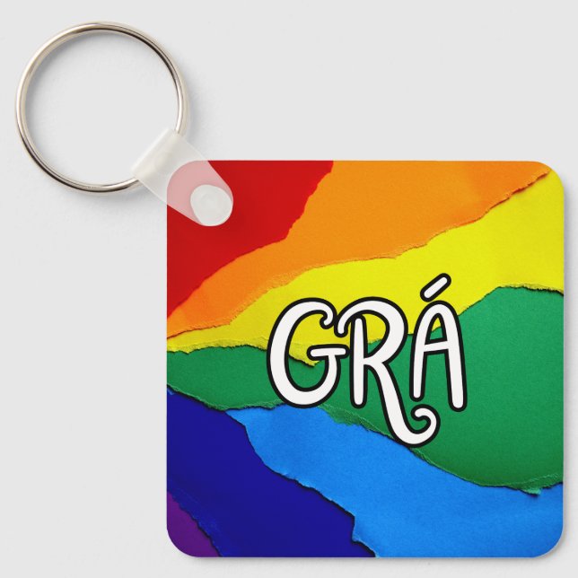 Irish Rainbow Love - Grá means love Keychain (Front)