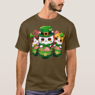 Irish Ramen Cats Cute St Patricks Day Women Girls T-Shirt