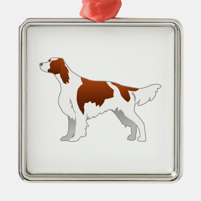 Irish Red and White Setter Basic Illustration Metal Ornament (Front)