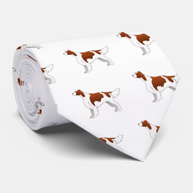 Irish Red and White Setter Basic Illustration Tie (Rolled)