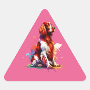 Irish Red and White Setter Dog Triangle Sticker