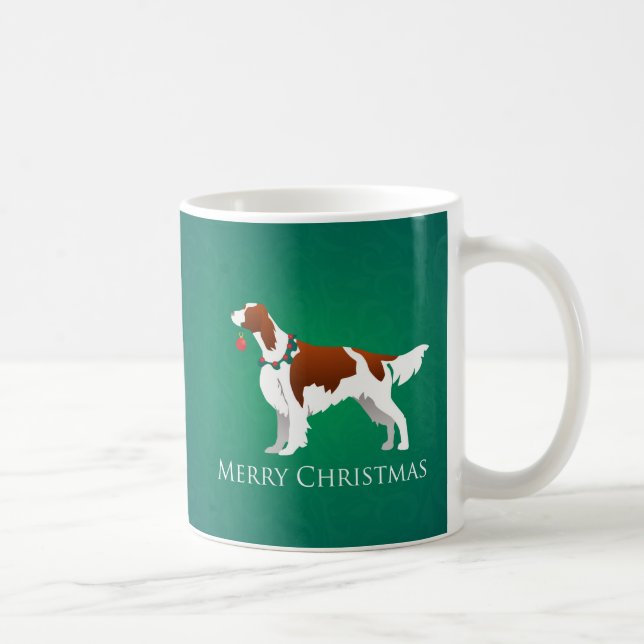 Irish Red and White Setter Merry Christmas Design Coffee Mug (Right)