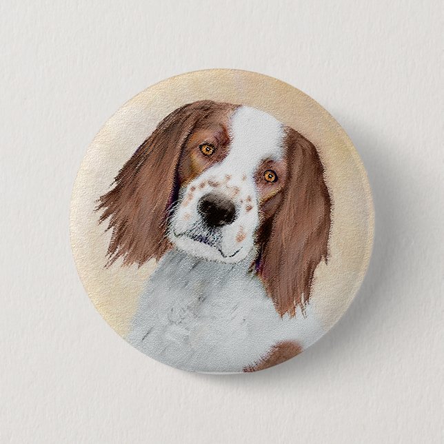 Irish Red and White Setter Painting - Original Art 2 Inch Round Button (Front)