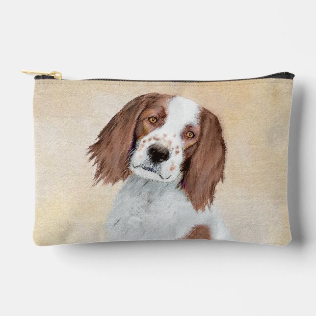 Irish Red and White Setter Painting Original Art Accessory Pouch (Front)