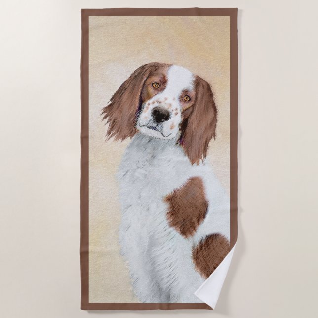 Irish Red and White Setter Painting - Original Art Beach Towel (Front)