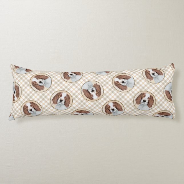 Irish Red and White Setter Painting Original Art Body Pillow (Front)