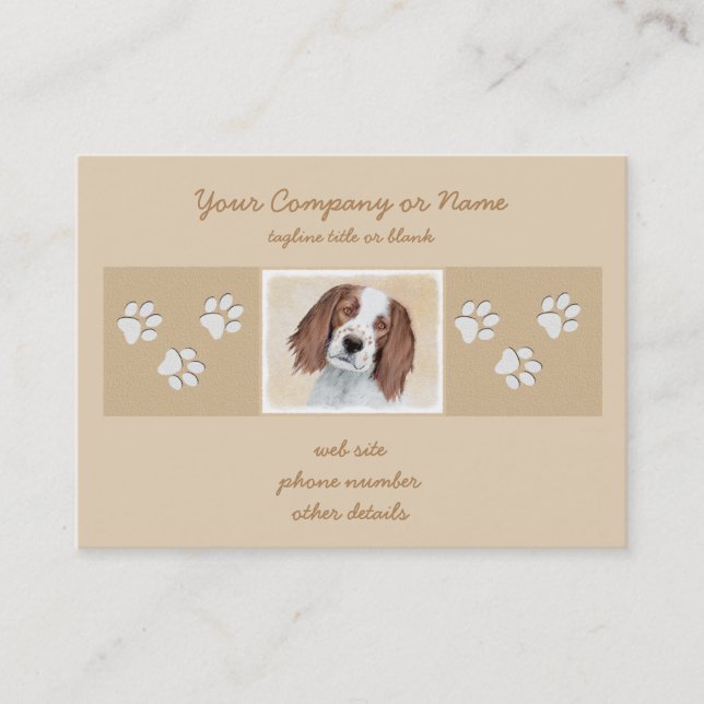Irish Red and White Setter Painting - Original Art Business Card (Front)
