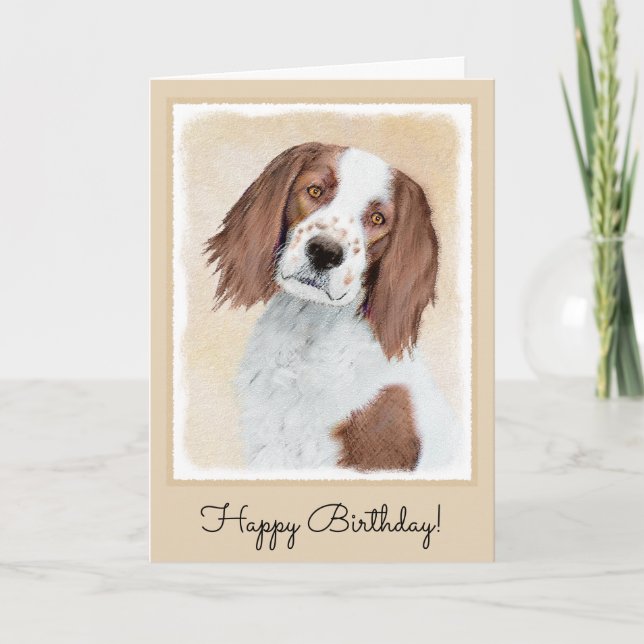 Irish Red and White Setter Painting - Original Art Card (Front)