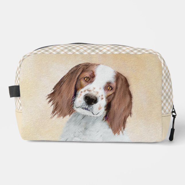 Irish Red and White Setter Painting Original Art Dopp Kit (Front)