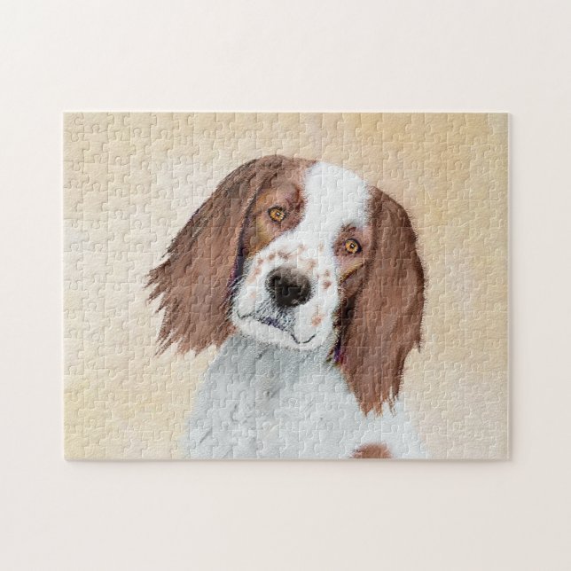Irish Red and White Setter Painting - Original Art Jigsaw Puzzle (Horizontal)