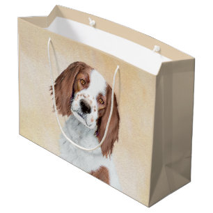 Irish Red and White Setter Painting - Original Art Large Gift Bag