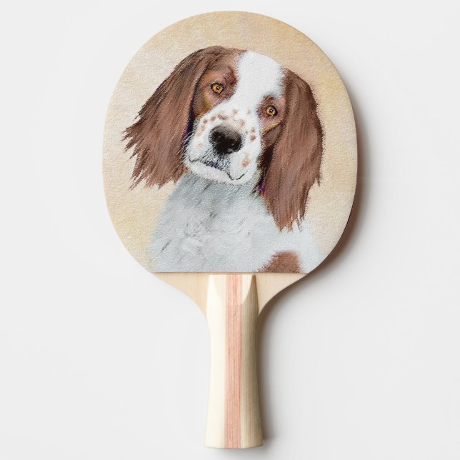 Irish Red and White Setter Painting - Original Art Ping Pong Paddle (Front)
