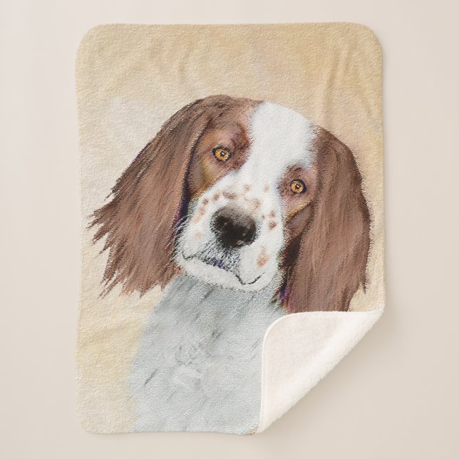 Irish Red and White Setter Painting - Original Art Sherpa Blanket (Front)
