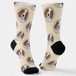 Irish Red and White Setter Painting Original Art Socks