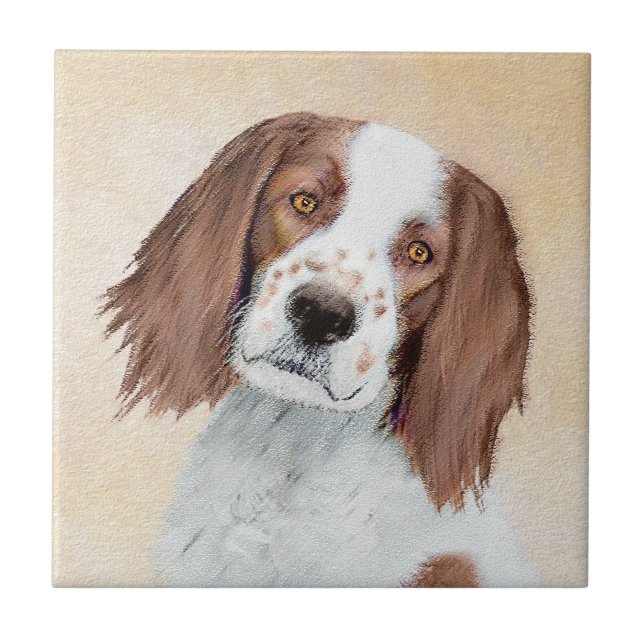 Irish Red and White Setter Painting - Original Art Tile (Front)