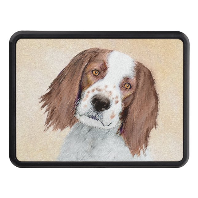 Irish Red and White Setter Painting - Original Art Trailer Hitch Cover (Front)