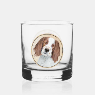 Irish Red and White Setter Painting - Original Art Whiskey Glass