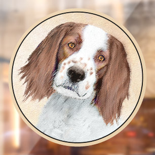 Irish Red and White Setter Painting - Original Art Window Cling