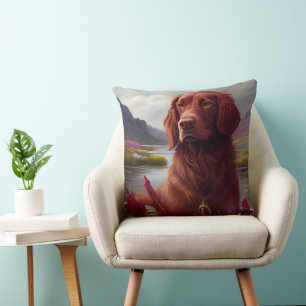 Irish Red on a Paddle: A Scenic Adventure Throw Pillow