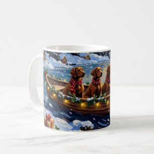 Irish Red Setter Christmas Boat Holiday Coffee Mug