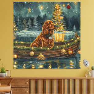 Irish Red Setter Christmas Festive Voyage Canvas Print