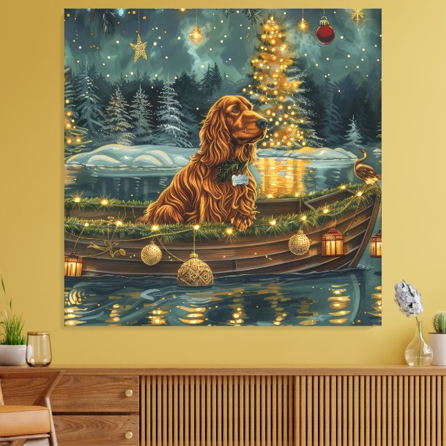 Irish Red Setter Christmas Festive Voyage Canvas Print (Insitu(LivingRoom))