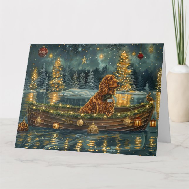 Irish Red Setter Christmas Festive Voyage Card (Front)