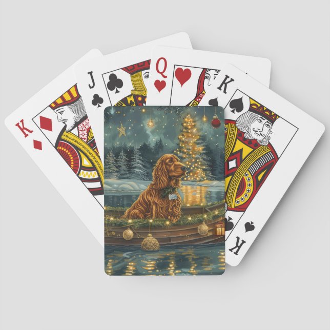 Irish Red Setter Christmas Festive Voyage Playing Cards (Back)
