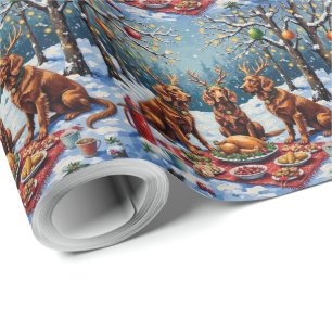 Irish Red Setter Christmas Forest Feast Holiday Wrapping Paper