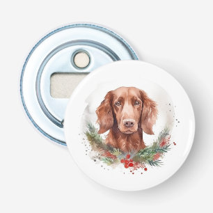 Irish Red Setter Christmas Wreath Festive Pup Bottle Opener