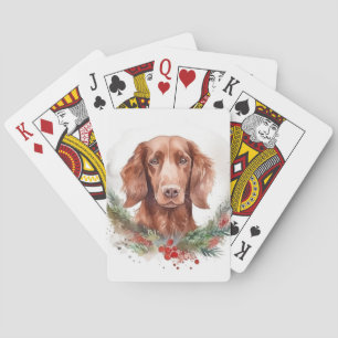 Irish Red Setter Christmas Wreath Festive Pup Playing Cards